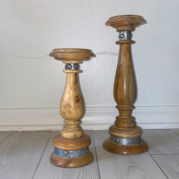 Pier 1 Mango wood Tiered Candle Holders